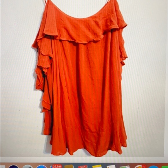 Free People Orange Red Ruffled Tank - Picture 3 of 6